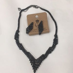 Black pave style choker and matching earrings